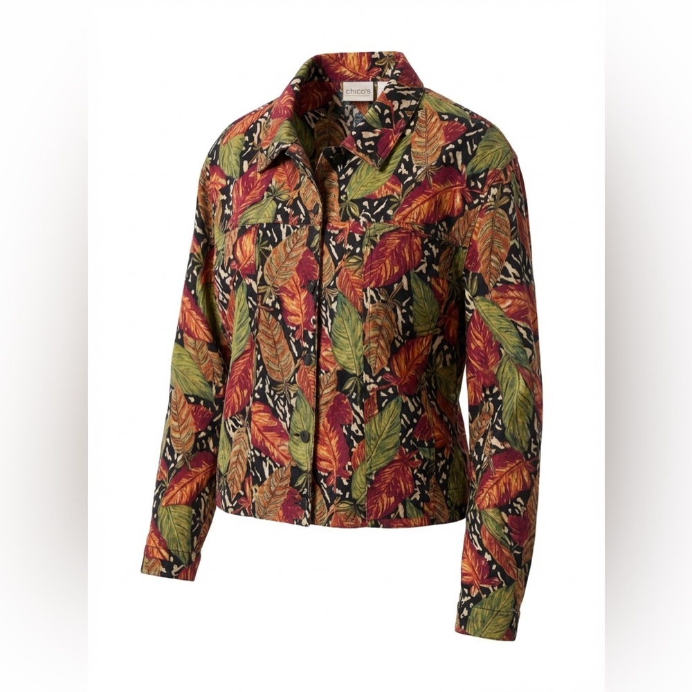 Leaf Print Women's Top - Multicolor, 100% linen